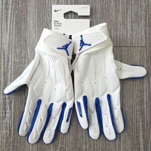 Nike Jordan D-Tack 6.0 White/Signal Blue Football Gloves HQ5969-161 Size 2XL XXL